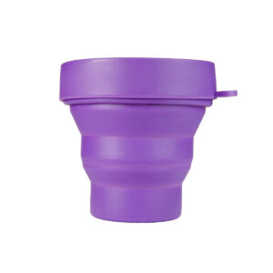 Vaso Esterilizador UVA de silicona plegable, color morado, con tapa